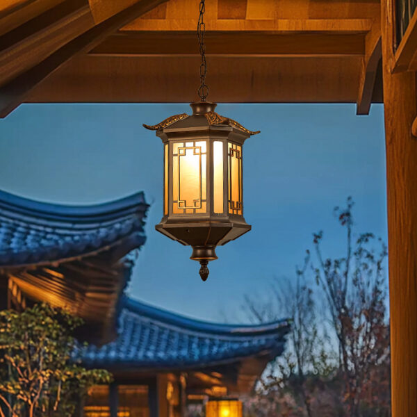 New Chinese Outdoor Pendant Light for Courtyard, Pavilion, Sunroom and Balcony
