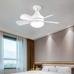Remote LED Ceiling Fan Light, E27, Removable Blades, Three-Color Dimming