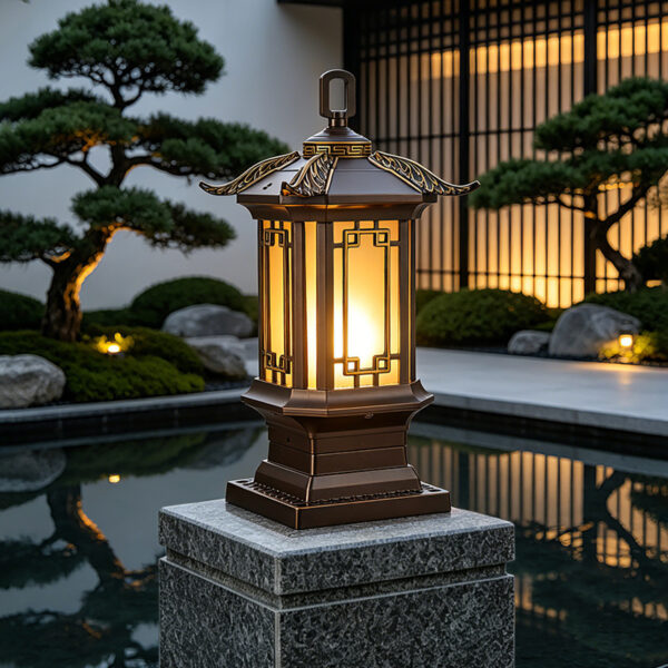 New Chinese Outdoor Post Top Light for Garden Wall and Villa Gate Column
