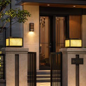 Solar All-Copper Outdoor Post Top Light, Square Villa Gate Column Light