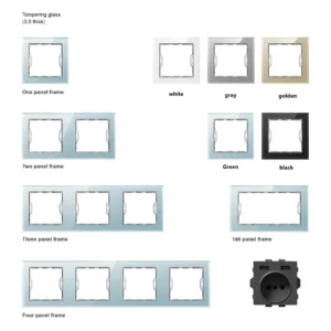 Wall Mounted Retro European Black Gold White Gray Touch Glass Panel Power Socket Switch Fitting with Smart Life App