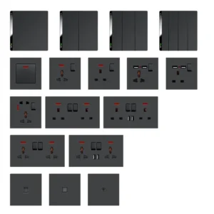 UK/BS Retro 4-Way Double Layer Ultra-thin Brushed Panel Big Key Electrical Wall Switches with Smart Life App