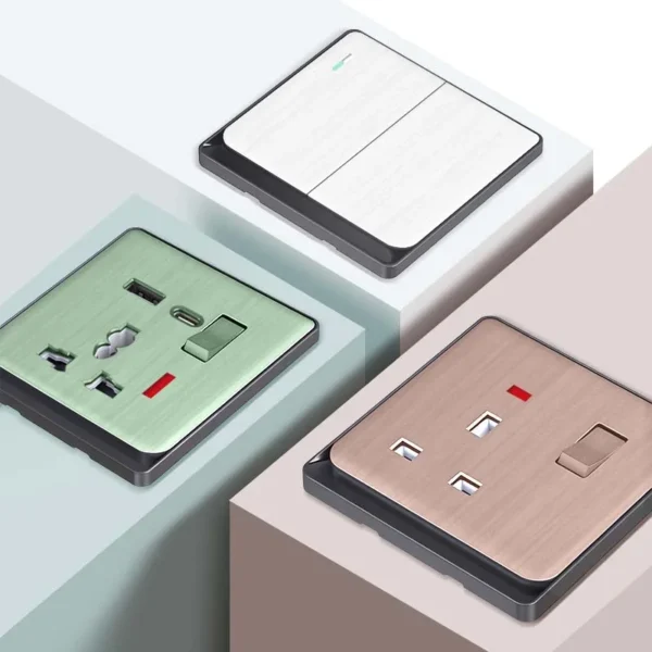 Wholesale New Design Touch Panel Waterproof Durable PC Wall Switch and Socket Modern Luxury Grey 3 Gang 2 Way