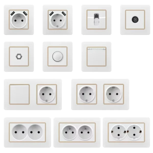 Pc Face Panel 2 Gang 2 Way Retro Durable Wall Switch Surface Mounted Terminal Light Switch Panel Electrical Equipment Switches