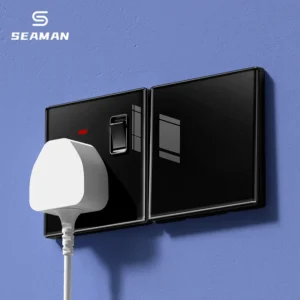 86-Type 16A Retro Durable Household Switch Socket Panel White Ultra-Thin Tempered Glass with 2 USB-C Ports