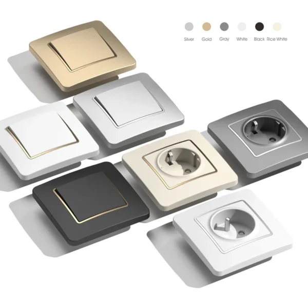 Best Selling EU Germany French Standard Gold Power Socket USB Type C Port Electric Wall Light Switches Plastic Retro