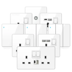 Luxury Touch Panel Single Pole Wall Switch Socket High Quality EU/UK/Universal Multi-Functional 13A Smart Life Tempered Glass
