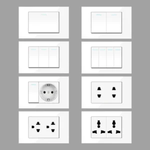 118mm White Retro Type-C USB Socket Touch Panel Waterproof Single Pole 3-way 4-way Wall Socket Outlet with Glass