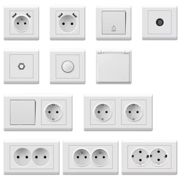 High Quality Custom 82 PC Frame Wall Sockets & Switches 220V 16A with 2 USB a + 2 USB-C Ports Durable for EU