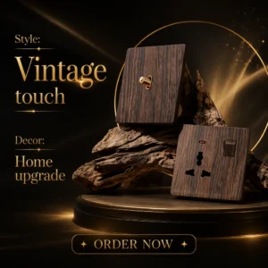 Imitation Walnut Wood Grain Wall Switch Socket 86 Type Retro Toggle Lever Universal Socket for Home Villa Hotel Decoration