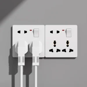 White China 8-pin Wall Socket with 4 Outlets 2 USB-A & 2 USB-C Ports 13A Durable Multifunctional International Socket