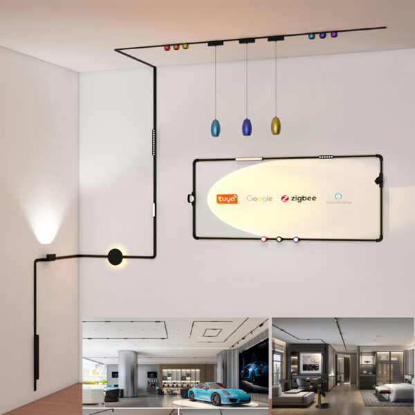 Ultra Thin Smart Recessed Magnetic Track Lighting Tuya Zigbee 48V Slim LED White Magnetic Track Spotlight Light System