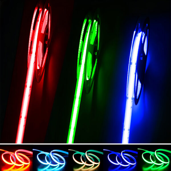 High Brightness Indoor Flexible RGB Led Strip 576leds/m Dotless Dimmable 24v 10mm Cob Led Strip Lights