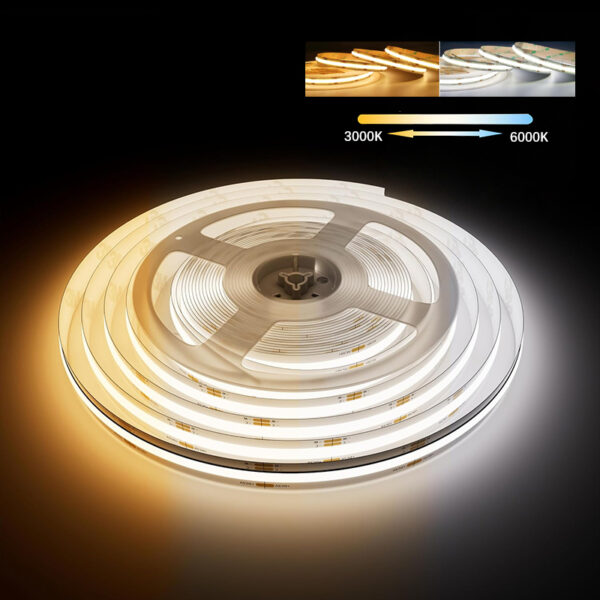 Cct Cob Led Strip Light Tunable 3000K to 6000K Adjustable 12V 24V Dual Warm Cct COB Led Strips