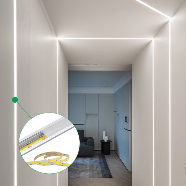 Recessed LED Strip Profile Light Skirting Baseboard Aluminum Alloy Channel Profile for Led Strip Ceiling Wall Bar Stair Lighting