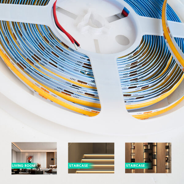 High Density No Led Dot Cob Led Strip White Cuttable 2700k 3000k 4000k 6500k Bendable 320leds Flexible LED Strip