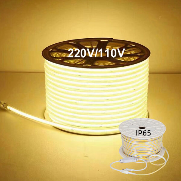 220v Cob Led Strip Light 110v Led Strips IP65 Outdoor Waterproof PVC Customizable Blue/Ice Blue/Green/Purple/Golden/Pink