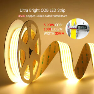 Ultra Bright 1600LEDs/m LED 24V Strips Flexible 5 Row COB LED Strip CRI ≥90 Led Light Strip 30mm PCB Width