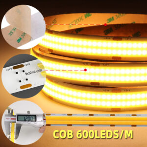 Ultra Bright 600LEDs/m 24V Double Row COB LED Strip Light with WiFi/App Control CRI 90 5m Roll CE/RoHS Certified