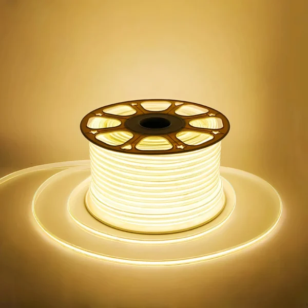 Dot Free Cob Led Light Strip 220v Led Strip IP65 Milky Cinta De Luz Led 100m Roll PVC 110v Customizable Led Strip