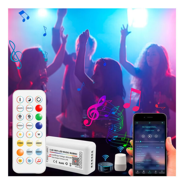 Voice LED Dimmer Rgb/Rgbw/Rgbcw MUSIC Led Strip Light Controller System CE Rohs Wifi Tuya Led Controller