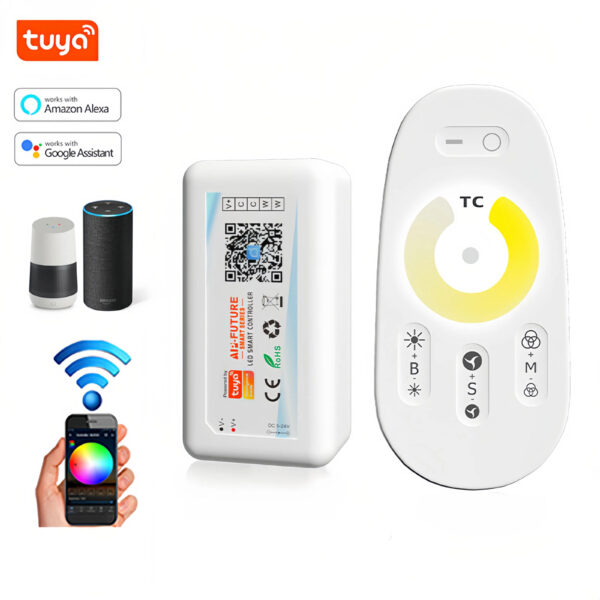 Tuya WiFi LED Controller DC12-24V Strip Light Dimmer DIM CCT RGB RGBW RGBCW RGBCCT 2.4G Remote Control for Indoor Lighting