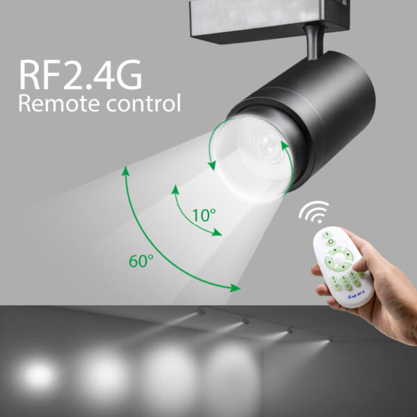 Indoor Black Aluminum Adjustable Moving Head Rail Spotlight 20w Zoomable LED Track Light for Project Showroom