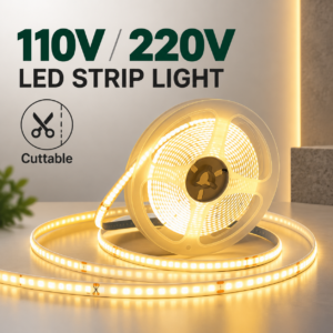 110V 220V High Voltage COB LED Strip Light Driverless Dot Free Cuttable Flexible Tape AC LED Strip for Commercial Lighting Cinta