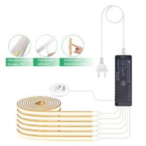 Flexible 5 in 1 LED Strip Light Kit 1M/2M FCOB 24v Silicone Strip with Motion Sensor LED Power Supply for Display Lighting