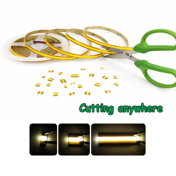 Flexible Free Cuttable Cob Led Strip 528Leds Led Streifen 24V 12V Cob Free Cutting Strip for Home Decor