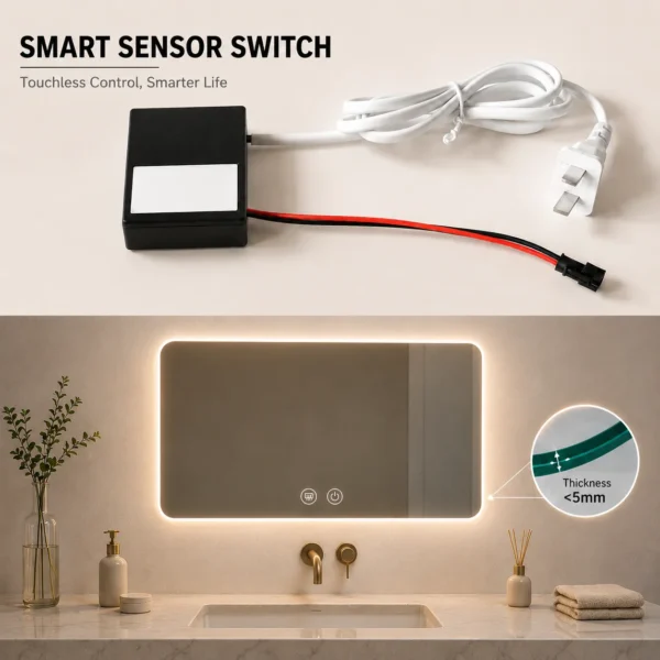 Smart Bathroom Mirror Sensor Switch 12V 1A LED Stepless Dimming Touch Sensor Switch Led Light Mirror