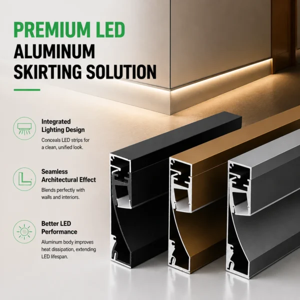 LED Skirting Board Aluminum Profile for Hidden Linear Lighting Interior Decoration LED Strip Channel