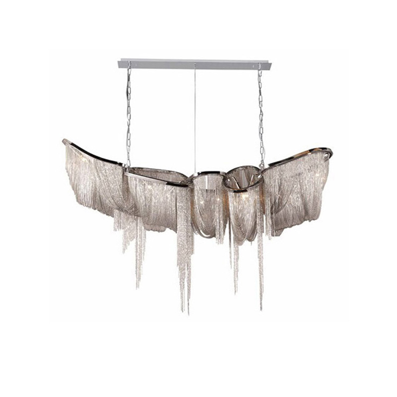 Pendant Lighting Silver Gold LED Tassel Pendant Lights Metal Aluminum Chain Luxury Chandelier for Shopping Mall Hotel Hall