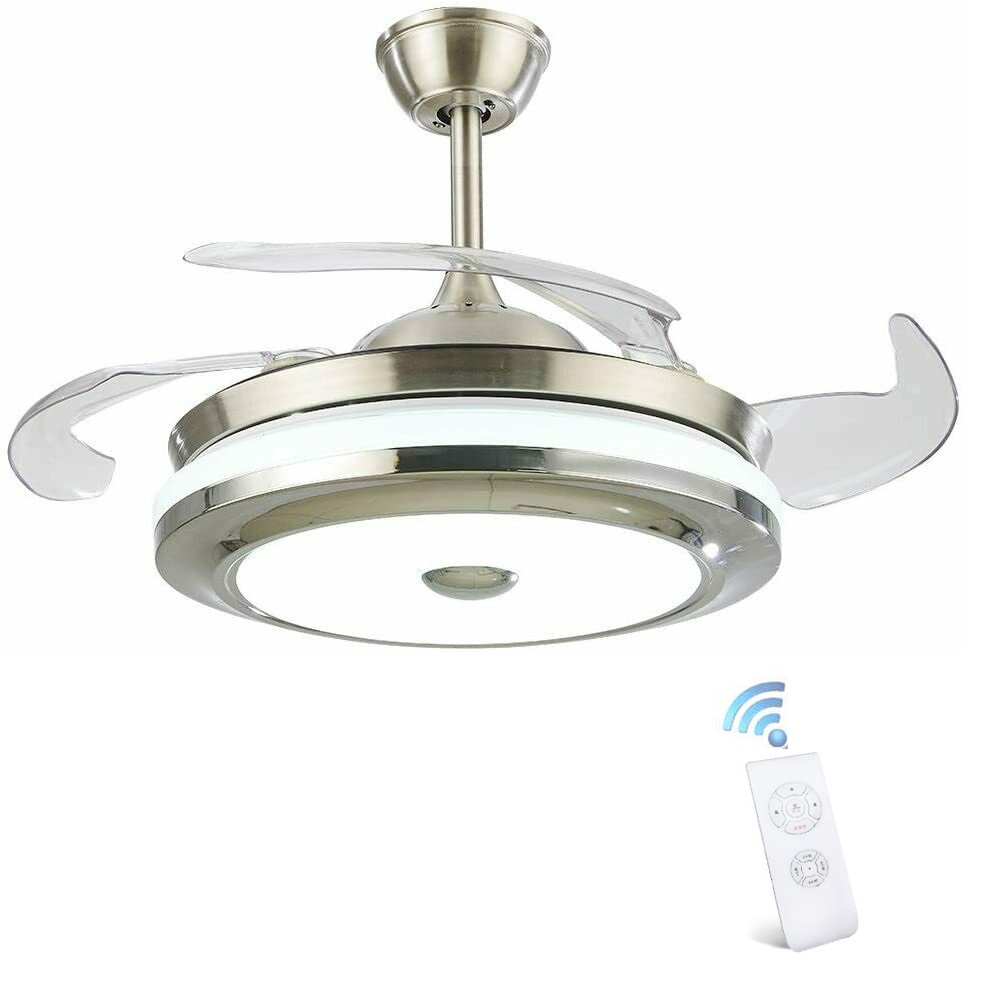 42" Modern Retractable Dimmable Light Remote Control LED Ceiling Fan Lamp