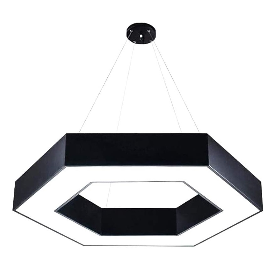 Modern Simple Creative Geometry Hollow Hexagon Shaped Suspension Hanging Lamp for Office Bedroom Living Room