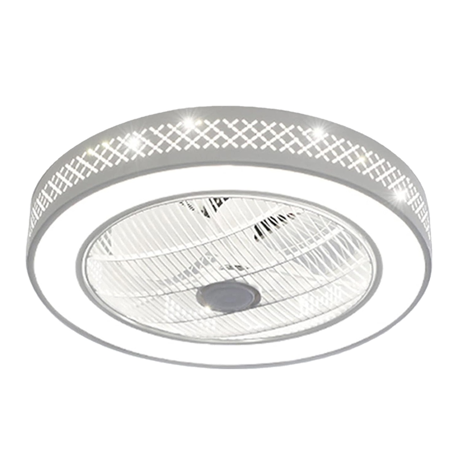 Ceiling Fan  with Lights and Remote Control with 7 Acrylic Blades Invisible Ceiling Fans for Living Room