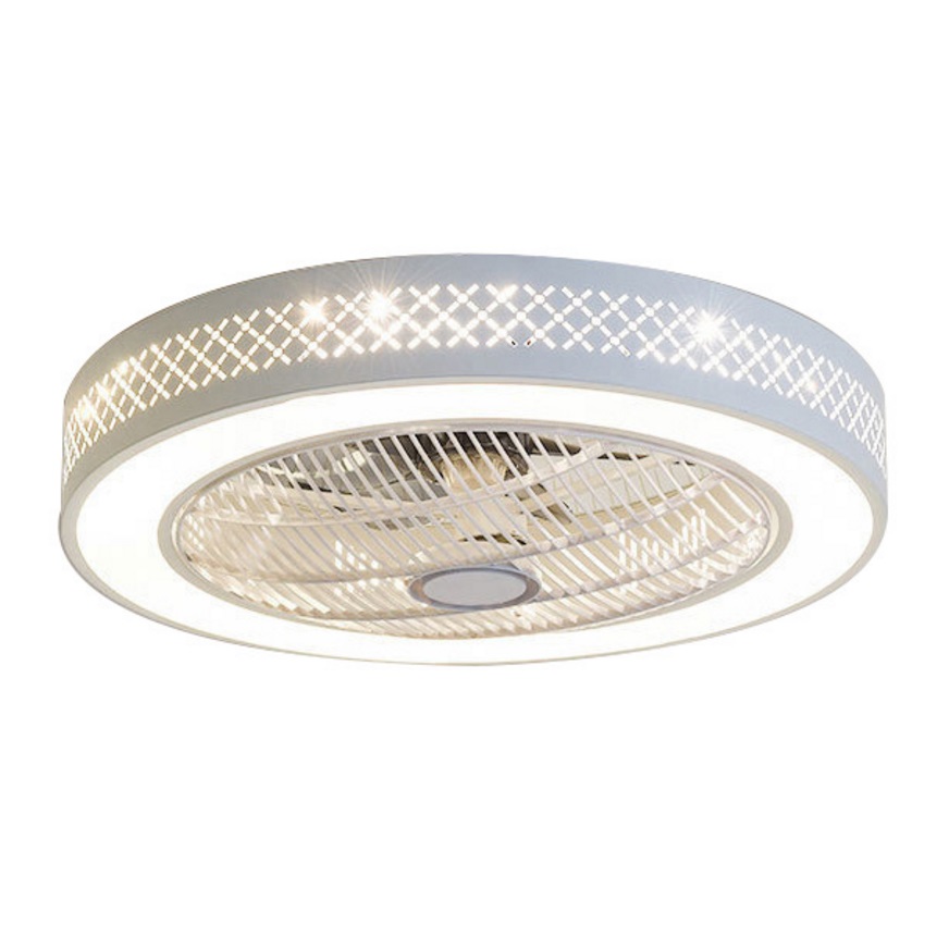Ceiling Fan  with Lights and Remote Control with 7 Acrylic Blades Invisible Ceiling Fans for Living Room