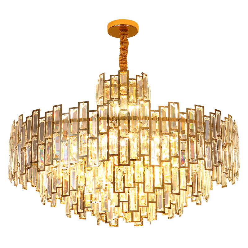 Modern Simple Luxury Stainless Steel Crystal Chandelier for Dining Room Bedroom Living Room