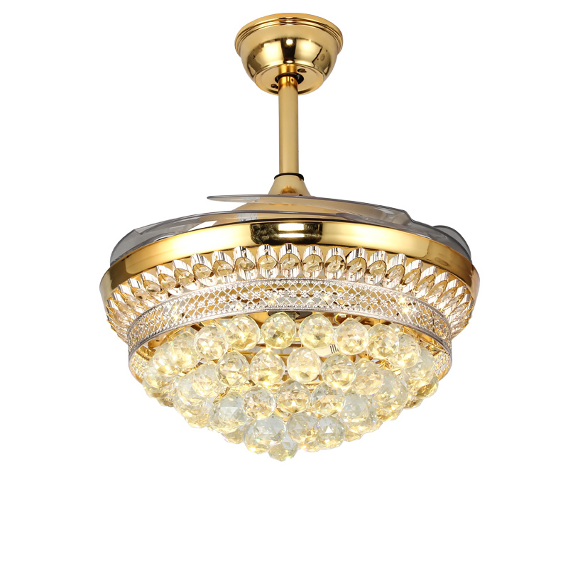 Modern Crystal 110V 220V Abs Blade Ceiling Fan With Lamp and Remote Led Chandelier Ceiling Fans Light
