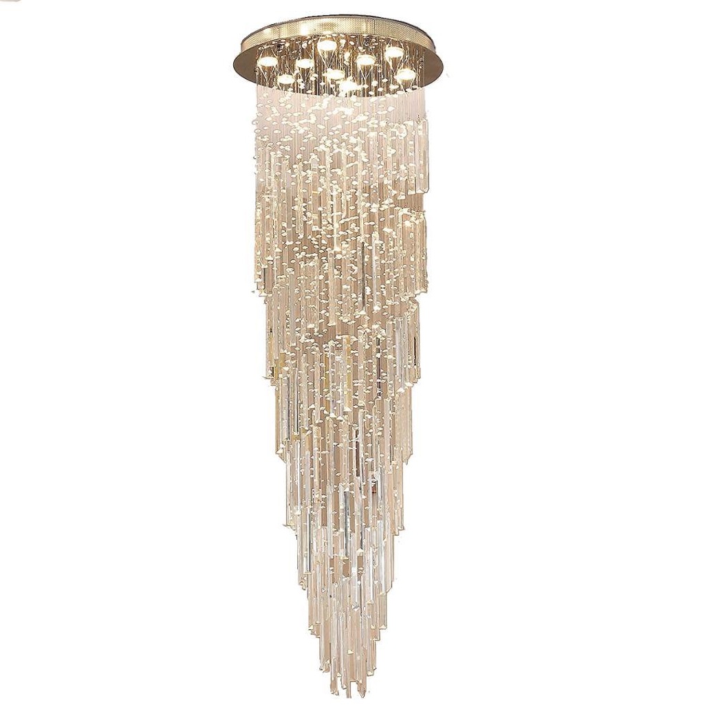 Modern K9 Crystal Raindrop Chandelier W24" H71 for Home Decoration