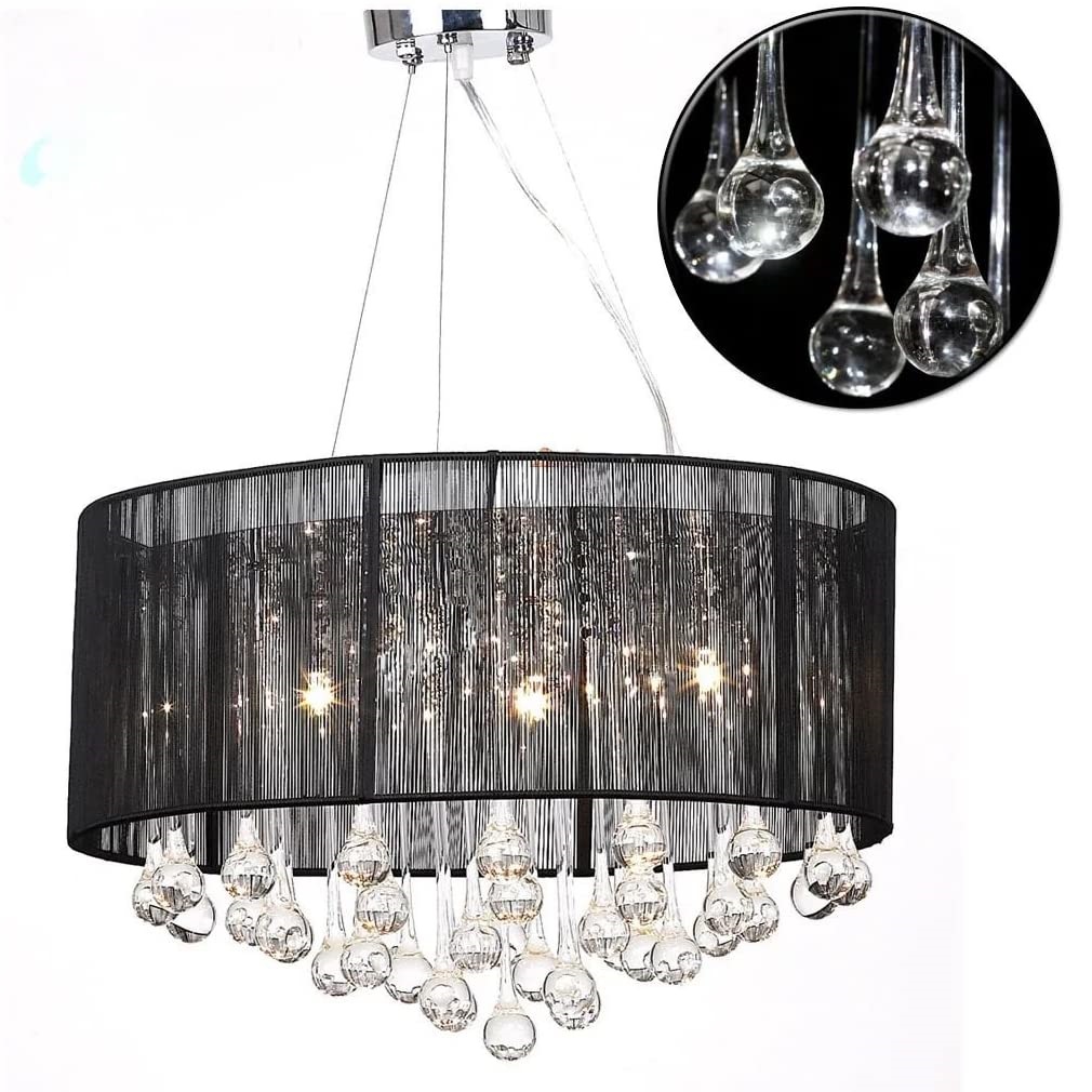 Spider Pendant Lamp with 85 Crystals Glass Black Screen Ceiling Light Crystal Pendant Light