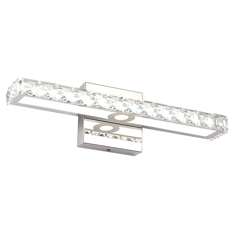 Modern 17 Inch  LED Vanity Lights Crystal Wall Mirror Vanity Light Fixtures for Bathroom Vanity Bedroom Lighting