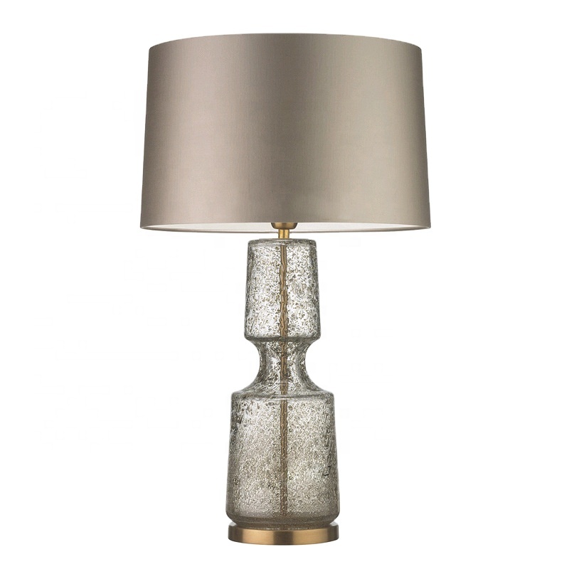 Online Customization Glass Bedside Lamp Table Lighting with Fabric Lampshade E27 LED Bulb Royal Table Lamps