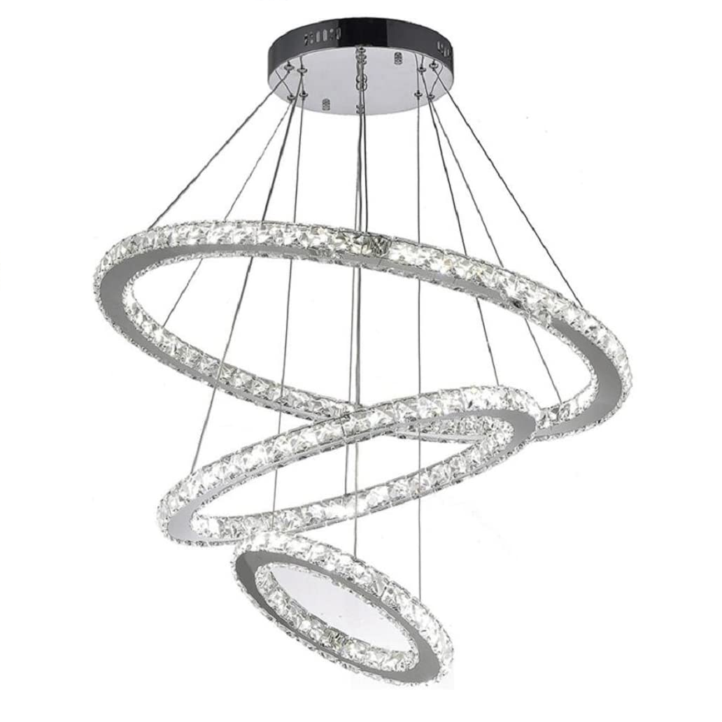 Modern Crystal Chandelier Lighting Ceiling Living Room Contemporary Led Light Fixtures Hanging 3 Ring Foyer Pendant Lights