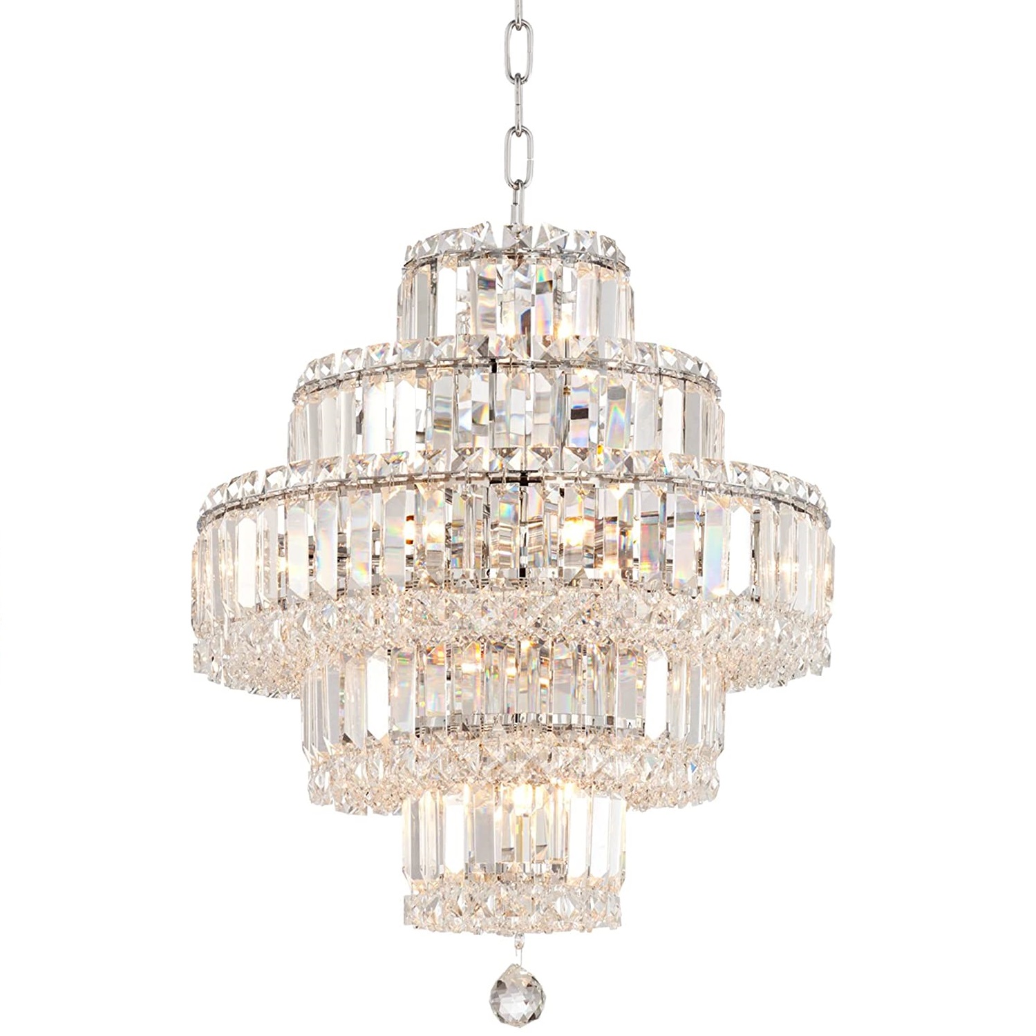Modern 18 1/2" Large Chrome 18-light Crystal Chandelier for Dining Room House Foyer Kitchen Island