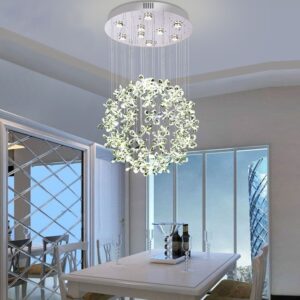 Modern K9 Crystal Raindrop Chandelier Lighting Flush Mount LED Ceiling Light Fixture