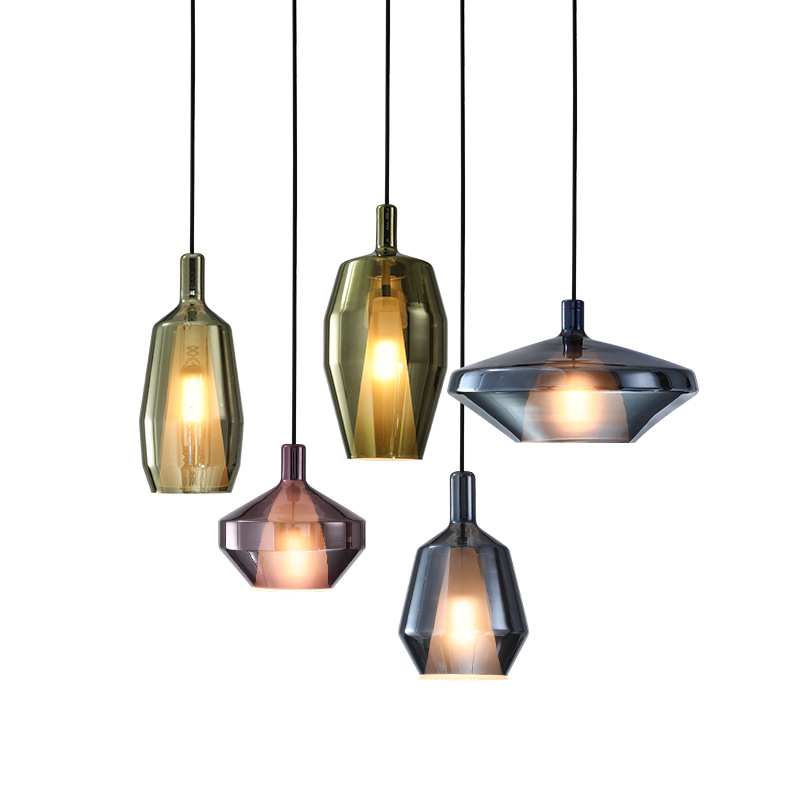 Modern Concise Originality Colour Glass Small a Chandelier Nordic Bedroom Bedside Arts Single Head Bar Pendant Light