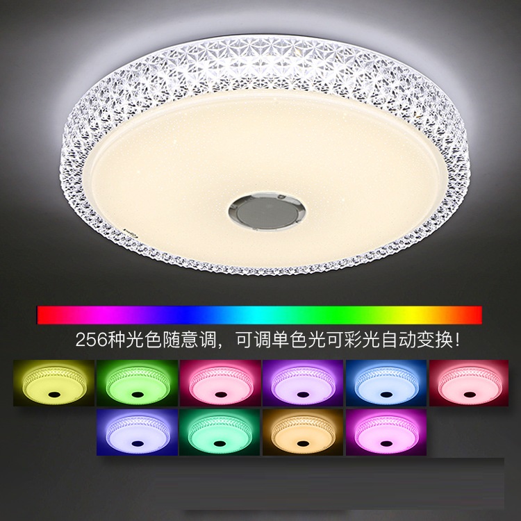 LED Music Ceiling Light with  Speaker Smart APP Control 32W RGB Dimmable Round Mount Lighting for Bedroom Bathroom