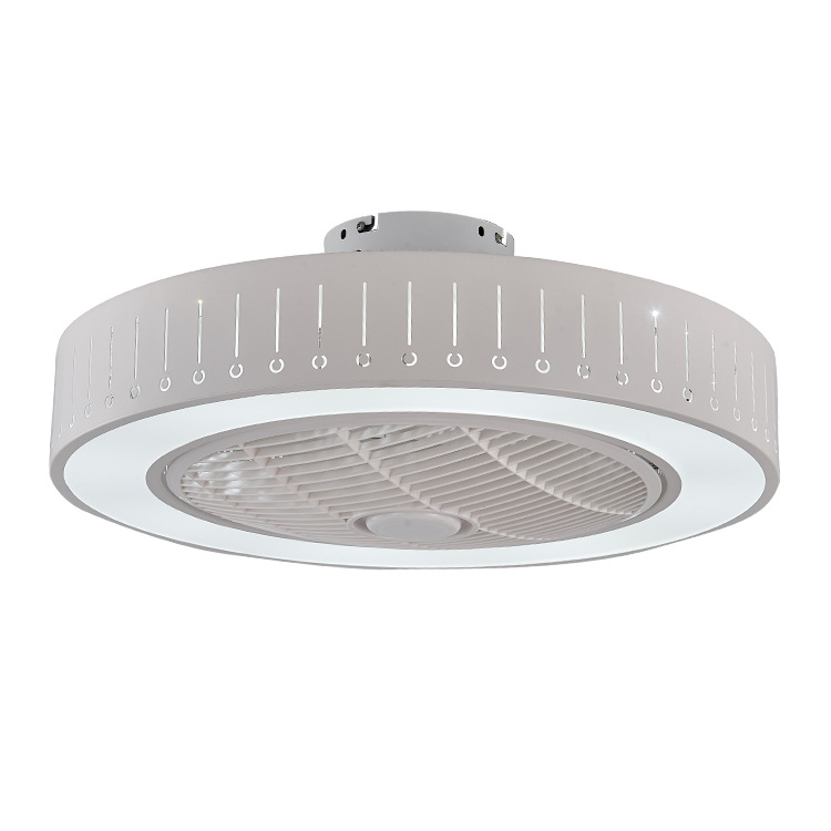 21.5" Wide Dimmable Ceiling Fan Lighting Modernist Acrylic Round Flush Mount Light Simple Bedroom LED Hanging Ceiling Fan Lamp