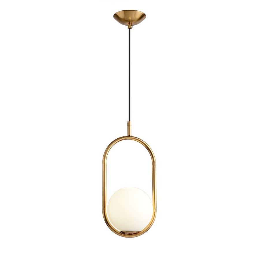 New Design Bronze Milky White Glass Ball Small Hanging Living Room Dining Ceiling Hanging Pendant Light